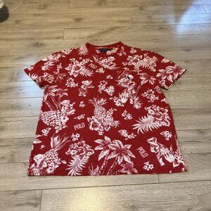 polo ralph lauren hawaiian red and white tee